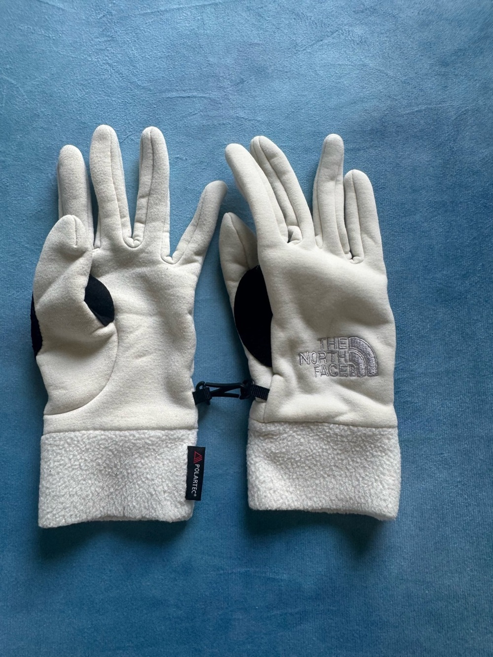 The North white Fleece Gloves with Black Grip Panels